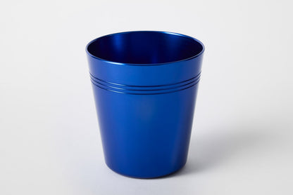 Blue anodised aluminium cup – lightweight, retro drinkware by Maits